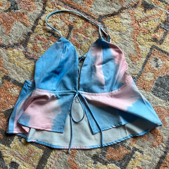 Never Worn - Revolve Super Down Isla Top XS - Tie Dye Pink and Blue XS - Picture 6 of 7